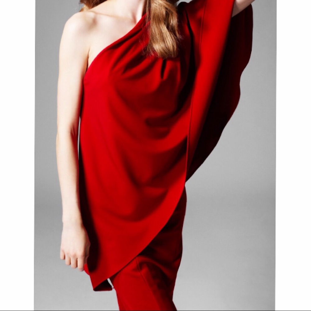 Brick Red One Shoulder Cocktail Dress